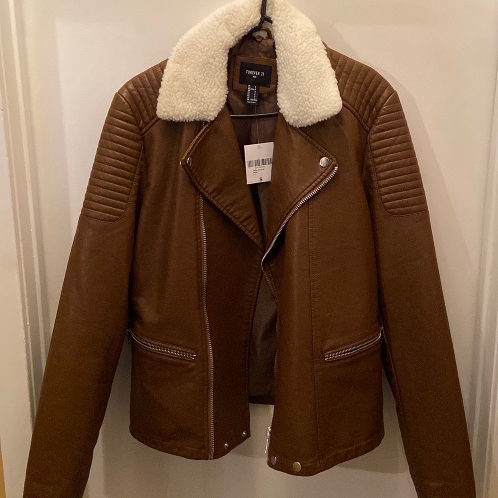 Brown Faux Leather Jacket